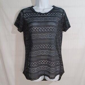 Women's Annabelle Black See Through Goth Emo Knit Top Size Large